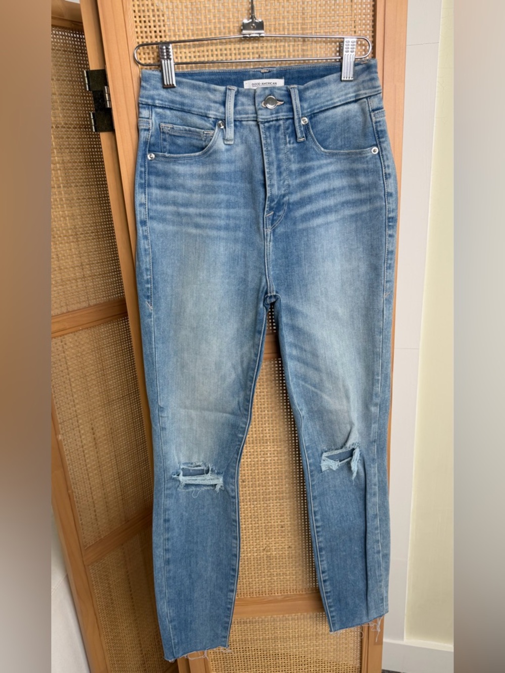 Good American Light Blue Skinny Distressed Jeans